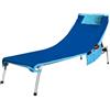 GX GARGIX Telo mare lettino microfibra con angoli tasche con e senza cuscino gonfiabile tinta unita (VSC Blu Bordi Azzurro, SENZA CUSCINO)