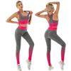 ZiaWorld Set di 2 pezzi da allenamento da donna, set da palestra, senza cuciture, a coste, casual, comodo, corto, top a vita alta, leggings sportivi, tuta sportiva da yoga, fitness, abbigliamento da
