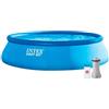Intex 26166NP - Piscina Fuori Terra Easy Set Rotonda, Pompa Filtro 3785 L/h, Scaletta, Telo Base e Copertura, 12430 L, PVC, Azzurro, 457x107 cm