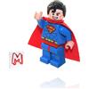 LEGO Super Heroes DC Minifigure - Original Superman (Occhi Rossi, Riccioli nei capelli, Mantello Rosso) con Piastrella Minifigureland