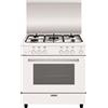 Glem Gas Cucina a Gas 5 Fuochi Forno a Gas con Grill Larghezza x Profondità 80x50 cm Classe energetica A con Coperchio colore Bianco - A855Gx Linea Alpha