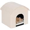 Relaxdays Casa per Gatti, Cuccia di Peluche, Pieghevole, Lettino Cani Piccoli, HLP 44x48x41 cm, Casetta Interni, Beige
