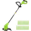 Greenworks 24V Tagliabordi a batteria da per giardini di piccole e medie dimensioni, larghezza di taglio di 25 cm, include 20 lame in plastica SENZA Batteria e Caricabatterie