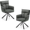 Stella Trading Sofia Set di 2 Struttura in Metallo Nero e Rivestimento in Microfibra, Colore Grigio, comode sedie per Sala da Pranzo e Soggiorno