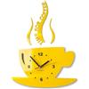 FLEXISTYLE Orologio da Parete da Cucina Tazza LA TAZZINA Limone Giallo Decorativo Silenzioso 32 x 45 cm