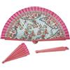 DRW Ventaglio Legno Decorato con Stampa Pachamama Rosa, Medidas: 42 cm