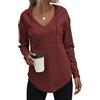 Zeagoo Maglione Donna Casual Larga Invernale Girocollo Oversize Maglione Leggero Top Autunnale Felpa Sexy Top Sweatshirt Rosso S