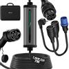 GONEO Cavo Ricarica Auto Elettrica Tipo 2, 7,4kW Monofase 7m Caricatore Auto Elettrica Tipo 2 con Spina Schuko e Spina CEE IEC62196-2,con Corrente Regolabile 8-32A Compatibile con Model Y/3 e Altri EV/PHEV
