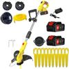 husippend Decespugliatore a Batteria 21V, 2 batterie e 1 caricabatterie, larghezza di taglio 22 cm, tagliaerba senza fili e tagliabordi,taglia bordi giardino,tagliabordi elettrico, include 10 lame in plastica,