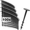 com-four® 100x Perni di Fissaggio per Terra - Ancoraggi a Terra in Plastica - Ganci di Fissaggio per Erbacce e Tessuto da Giardino - Chiodi a Terra con Barbe