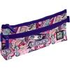 Grafoplás - Astuccio piatto per scuola, 2 tasche, 23 x 10 cm, scomparti con cerniera, maniglie facile apertura, bit & Bobs Pop Up Design, Violetto, 23x10x4cm, Manica