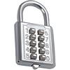 SagaSave Lucchetto con password, in lega antifurto, 10 cifre con bottone a combinazione per armadietti scolastici, cancelli esterni e palestre (argento)