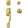 SCHLAGE Camelot - Maniglia monocilindrica e pomello georgiano, ottone satinato (F60 CAM 608 GEO)