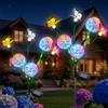 Qoosea Lampada da Giardino Solare, 2 Pezzi Solare Fiore di Tarassaco Luci Con Farfalle,Impermeabile Luci Solari da Giardino Simulazione Fiore Decorative Prato Natale Regalo Festa Della Donna