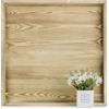 Hanobe Vassoio decorativo grande in legno, rettangolare, extra grande, rustico, leggero, bruciato, con manico, piatto da portata XXL, casa di campagna per pouf, soggiorno, cucina, 55 cm