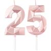 mciskin Candele per 25° compleanno,3D numero 25 per torta,decorazioni per il 25° compleanno delle ragazze, oro rosa,25 candele decorazione per torta per ragazze lei feste di compleanno, decorazioni