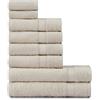 nottoc Set Asciugamani Bagno Beige, Hotel, 100% Cotone, 2 Telo Doccia 70x140cm + 4 Asciugamani 50x90cm + 2 Asciugamani Ospiti 30x50cm, Asciugamani Bagno Viso e Bidet, Morbidi, Assorbenti