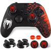 PlayRealm 1 adesivo in silicone e 2 impugnature di estensione per controller Xbox Series X/S Spider Edition, rosso