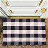 RAJRANG Tappeto a quadri nero e bufalo - 60 x 100 cm in cotone intrecciato a mano lavabile per arredamento casale - Tappeto per interni ed esterni ingresso per portico o cucina