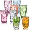 QLFJ-FurDec Set di 8 bicchieri per acqua, 470 ml, in plastica colorata con 8 bicchieri colorati per bambini, in plastica, infrangibili, impilabili, in plastica, per campeggio, feste