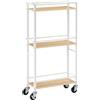 MAHANCRIS Carrello Sottile a 3 Ripiani, Stretto con Ruote, Pratico Carrello Portaoggetti, Scaffale da Cucina in Legno, Per Spazi Ristretti in Sala da Pranzo, Bagno