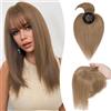 S-noilite Frangia Clip Capelli Veri Frangetta Extension, 26g 100% Capelli Veri Natural Bangs Extension, Hair Air Bang Hair Clip Frontale Frangia, Posticci per Capello Donna, 15CM Marrone Chiaro #6R