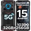 DOOGEE Blade 20 Play Rugged Smartphone 5G, Effetto Luce LED, 125dB Altoparlante, 50MP AI+20MP Visione Notturna, 32GB+256GB Android 15 Telefono Rugged, Gemini AI/MTK 7050/6.56/10300mAh/NFC/Dual SIM