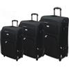 Valigeria.shop Set 3 Valigie ORMI espandibile Valigia semirigide in tessuto poliestere 4 ruote piroettanti trolley piccolo adatto bagaglio a mano per cabina con compagnie lowcost (Nero)