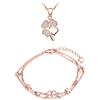 CPSLOVE Collane e Bracciali quadrifoglio da donna, Set di gioielli in argento 925, Collana quadrifoglio, Con catena da 45cm, Bracciali quadrifoglio doppia catena, Zircone intarsiato, Oro rosa