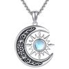 URONE Collana sole luna argento 925 sole luna luna ciondolo collana sole e luna gioielli regalo per le donne, Argento sterling, Nessuna pietra preziosa