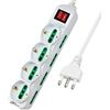 Extrastar Multipresa 12 Posti 4 polivalenti (schuko 10/16A) 8 bivalenti 10/16A, Colore bianco, Cavo 3 m - Spina 16A