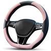 Ergocar Sport D-Shape Coprivolante per Auto Antiscivolo Protezione per Volante Auto in Traspirante Microfibra PU Cuoio Universale per Tipo D Diametro 38 Cm (15 ) (Rosa)