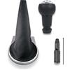 1neiSmartech Kit Pomello Leva Cambio 5 Marce con Cuffia e Ghiera, Compatibile con Citroën C4 I (MK1) 2004-2010, Cornice Argento, OEM 2403CV 9653800177, Adattatore Incluso