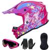 ILM Casco Motocross Bambino Set con occhiali guanti maschera ATV Off Road Go Kart DOT ECE Modello Z705,Starlight Pony,L