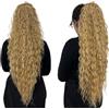 Ser Mulher Brianna Extension Coda Di Cavallo | Facile da applicare | Look naturale 100% | Termofibra resistente | Capelli Lunghi e Ricci,90 cm, 70 cm e 50 cm TERMOFIBRA (22H60 Biondo Ghiaccio Mesciato, 70cm)