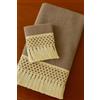 Corredocasa Set Asciugamani Bagno, Made in Italy - Coppia Asciugamani 1+1 in Spugna 450 gr con Pizzo in Puro Cotone 100% - Asciugamano e Ospite Morbida e Soffice con Frangia Annodata (Marrone)