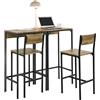 SoBuy Set 3 Pezzi Tavolo Bar con 2 Sedie Alto Tavolo Legno Allungabile Tavolo da Pranzo Tavolo Alto OGT42-F