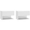 Homgoday Comodino sospeso da parete, comodino sospeso, cassettiera, mensola sospesa per interni camera da letto, 2 pezzi, bianco lucido