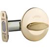 Kwikset 663 Serratura senza chiavistello, in ottone lucido, rotondo, per porta d'ingresso anteriore, con chiavistello e adattatore, nessun montaggio esterno
