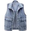 Generic Gilet in denim da donna taglie forti gilet da donna UK con bottoni giacca casual in denim con tasche cardigan estivi lunghi vestiti estivi casual denim taglia 22 cardigan cardigan estivo cardigan