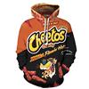 JJCat Felpa da uomo a maniche lunghe, con stampa digitale 3D, casual, alla moda, Takis Fuego, con cappuccio, Colore: arancione., L