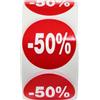 Genérico Confezione da 3 rotoli di etichette promozionali per prodotti scontati | 1500adesivi autoadesivi sconto in colore rosso brillante | Adesivi rotondi per etichettare offerte Ø35mm (-50%-3)