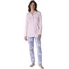Lovable Lungo Aperto in Cotone Modal Set di Pigiama, Rosa, S Donna