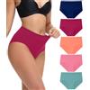 wirarpa Donna Vita Alta Culotte Elasticizzato Mutande Cotone Slip a Vita Media Intimo Pacco da 5 Multicolor Taglia M