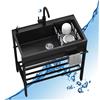 Leaceuv Lavandino da Esterno in Acciaio Inox,Lavello Cucina 1 Vasca Professionale,Lavabo di Utilità Autoportante,Mobile Lavatoio Commerciale con Rubinetto,per Bar Garage Ristorante Lavanderia Giardino(60*45*8