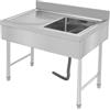 Ealtqund Lavello da cucina autoportante, in acciaio inox, con lavello, filtro adatto per grandi cucine, ristorante, garage o quale cucina, 100 x 50 cm (lavello destro)