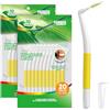 Annauiy Scovolini Dentali Angolo 90°a Forma di L,Giallo,Ampio, 20 pezzi,Per Gap di 1,0-1,2mm,Spazzolino per Apparecchi Ortodontici,Filo Interdentale,per Spazi Ampi