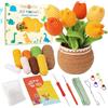 Lonsien Set all'uncinetto per bambini, tulipani per principianti, set completo di amigurumi, per principianti, per bambini, adulti, fai da te con uncinetti, filo con istruzioni video passo-passo