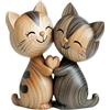 LunarCharm Scultura in legno di coppie di gatti - Decorazione da scrivania piatta 2D con abbraccio, decorazione per casa e ufficio, amanti dei gatti