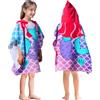 Domueay Poncho Asciugamano da Bagno con Cappuccio per Bambina, Accappatoio Telo Mare in Assorbente Microfibra per Surf Spiaggia Doccia Nuotare Piscina, per Ragazze 2-6 Anni, 60x60cm